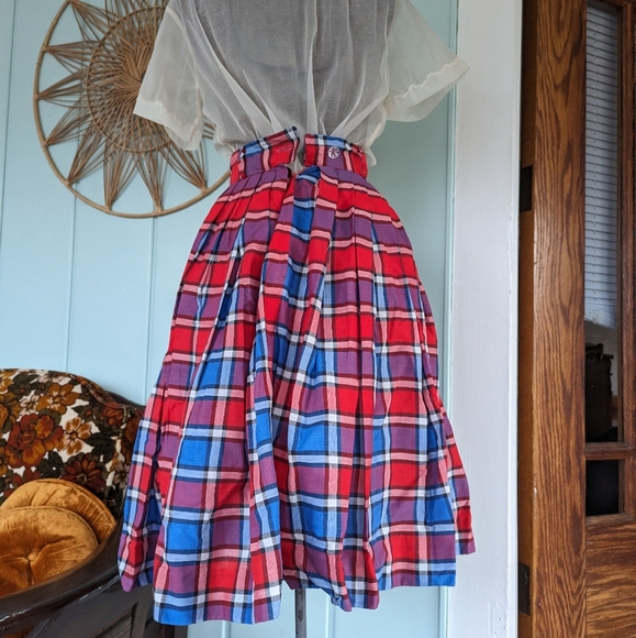Vintage Plaid A-line Skirt - Picture 5 of 7